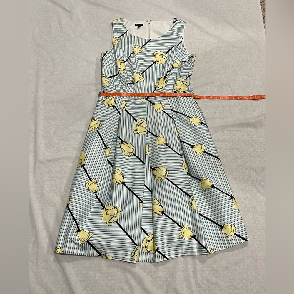 Talbots Floral Stripe Fit Flare Dress Sleeveless Lined with Pockets Size 6 - Picture 5 of 8